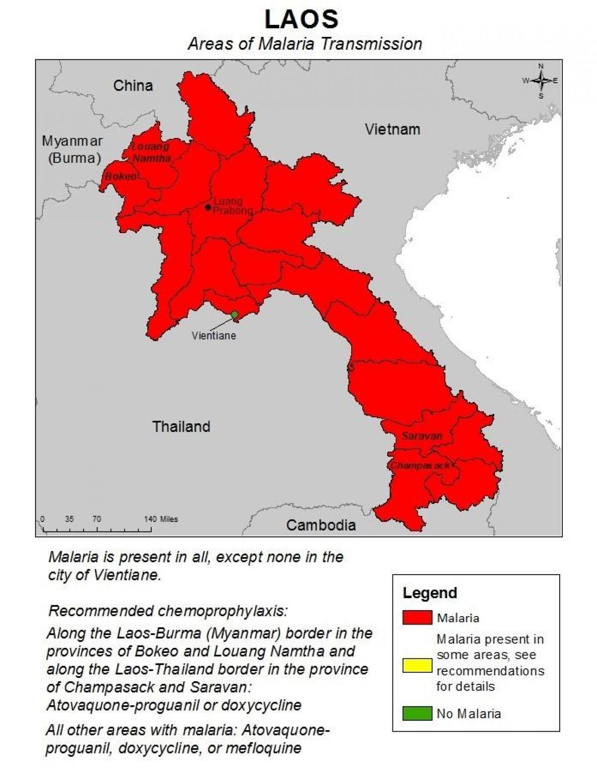 Carte du paludisme au laos 
