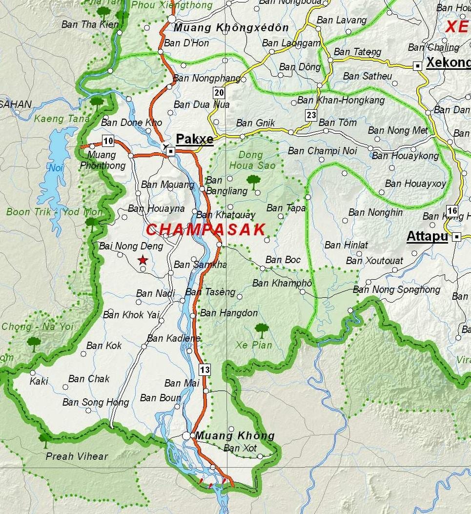 Carte de champassak au laos