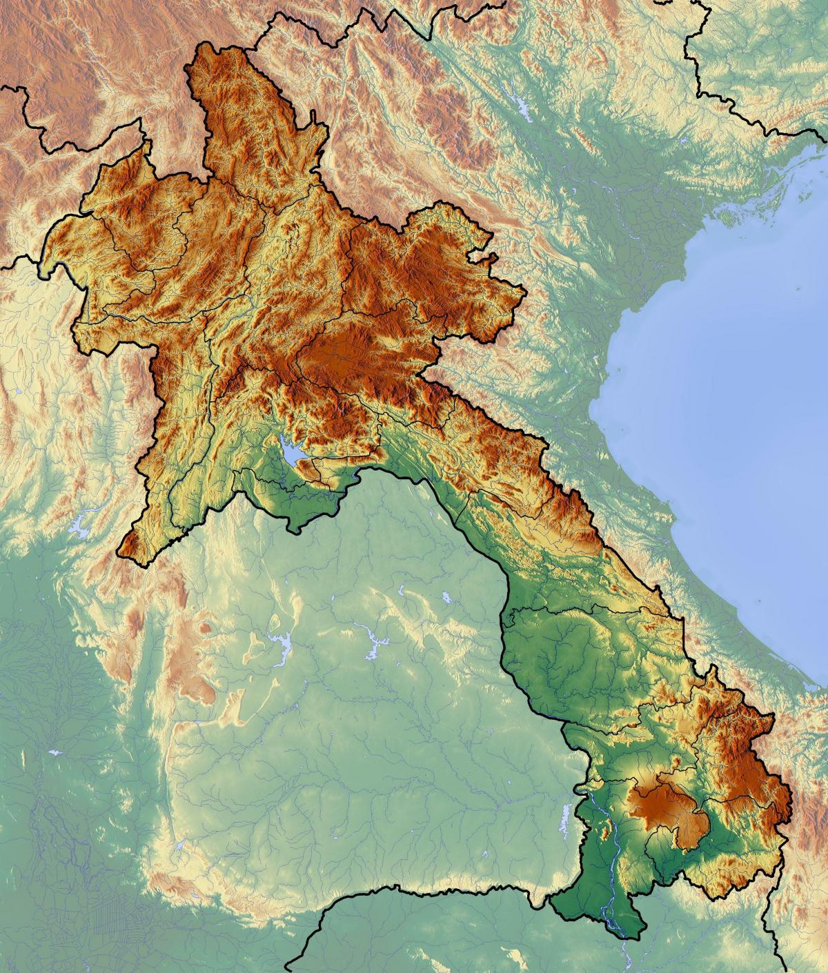Carte topographique du laos