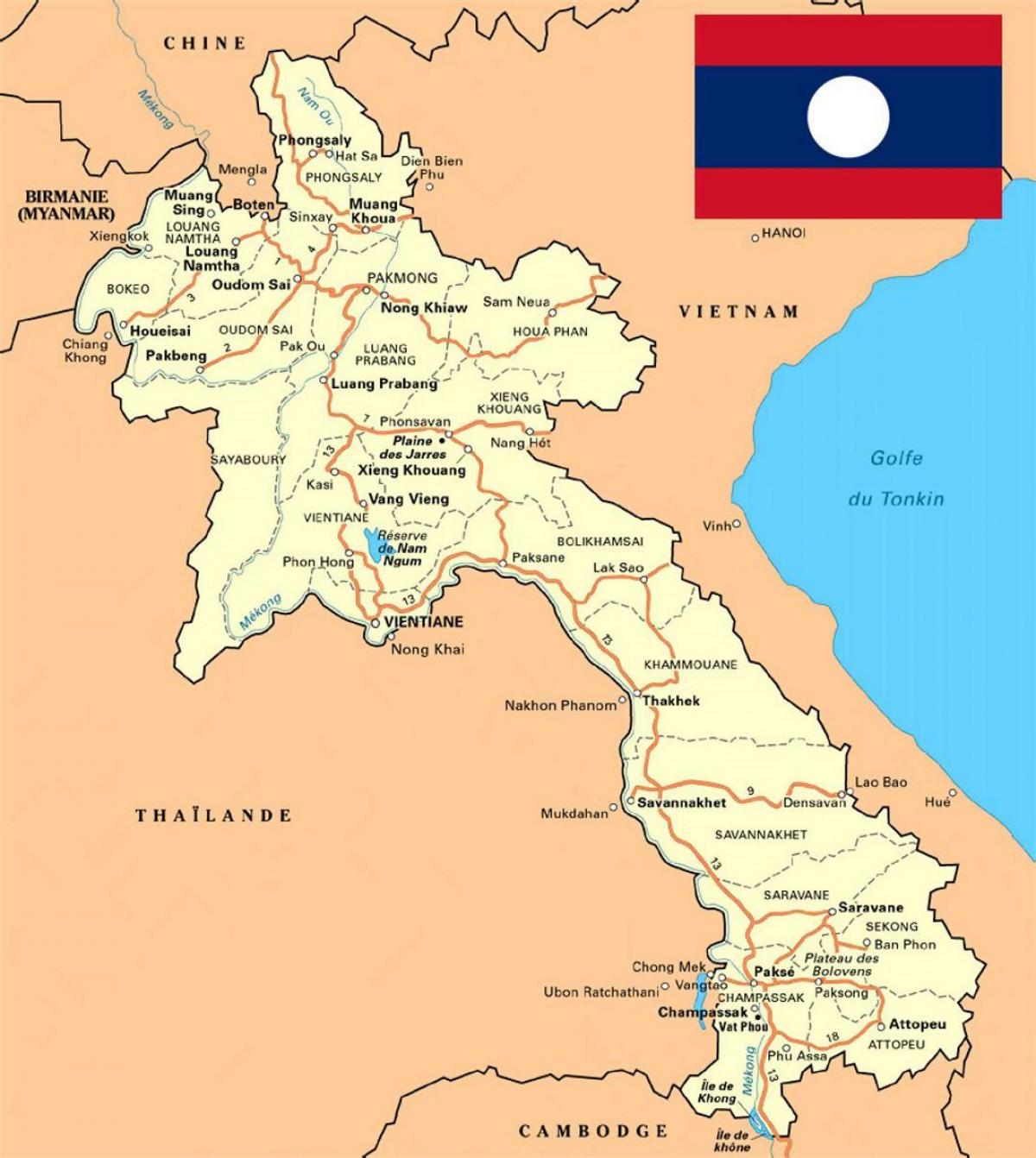 carte détaillée du laos