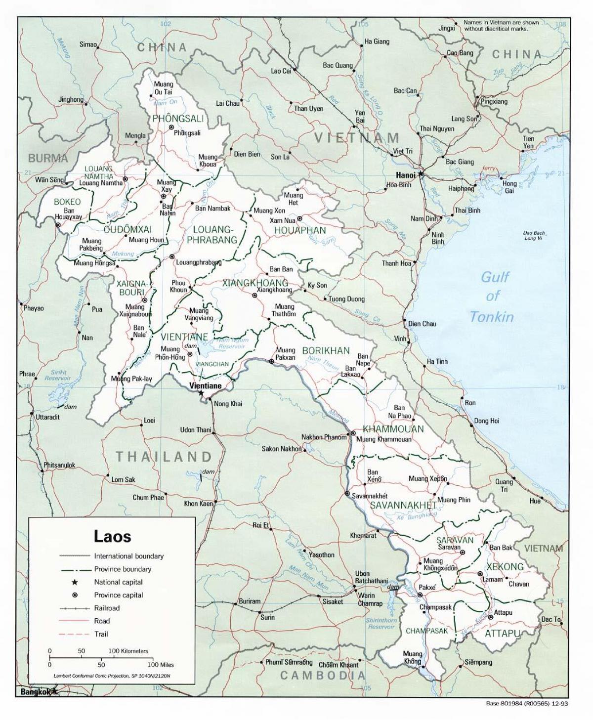 laos carte avec les villes