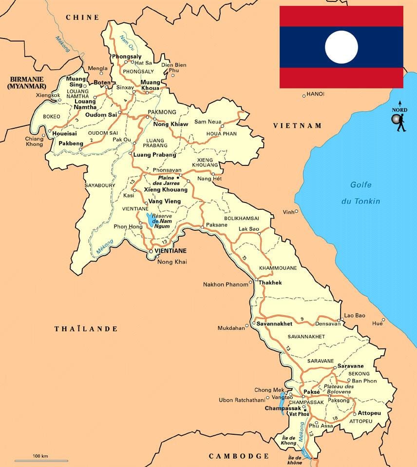 Carte du sud du laos