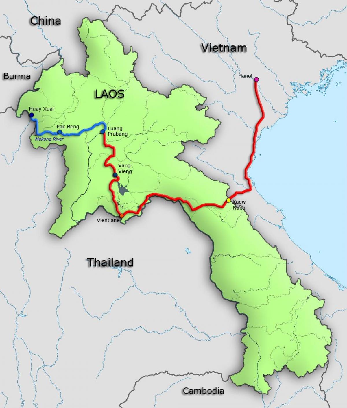 mékong au laos carte